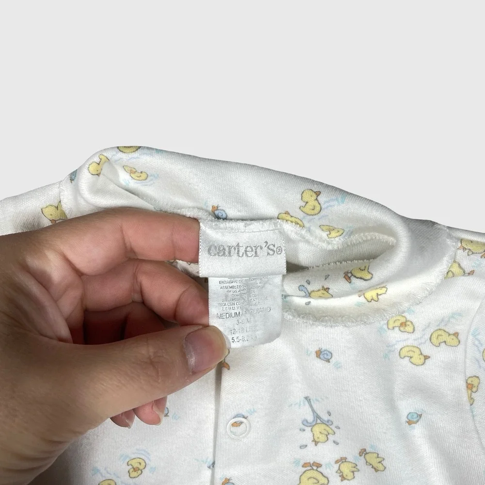 Carter's Footed Sleeper Baby 3-6M‎ White Yellow Duck Print Vintage Aesthetic